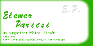 elemer paricsi business card